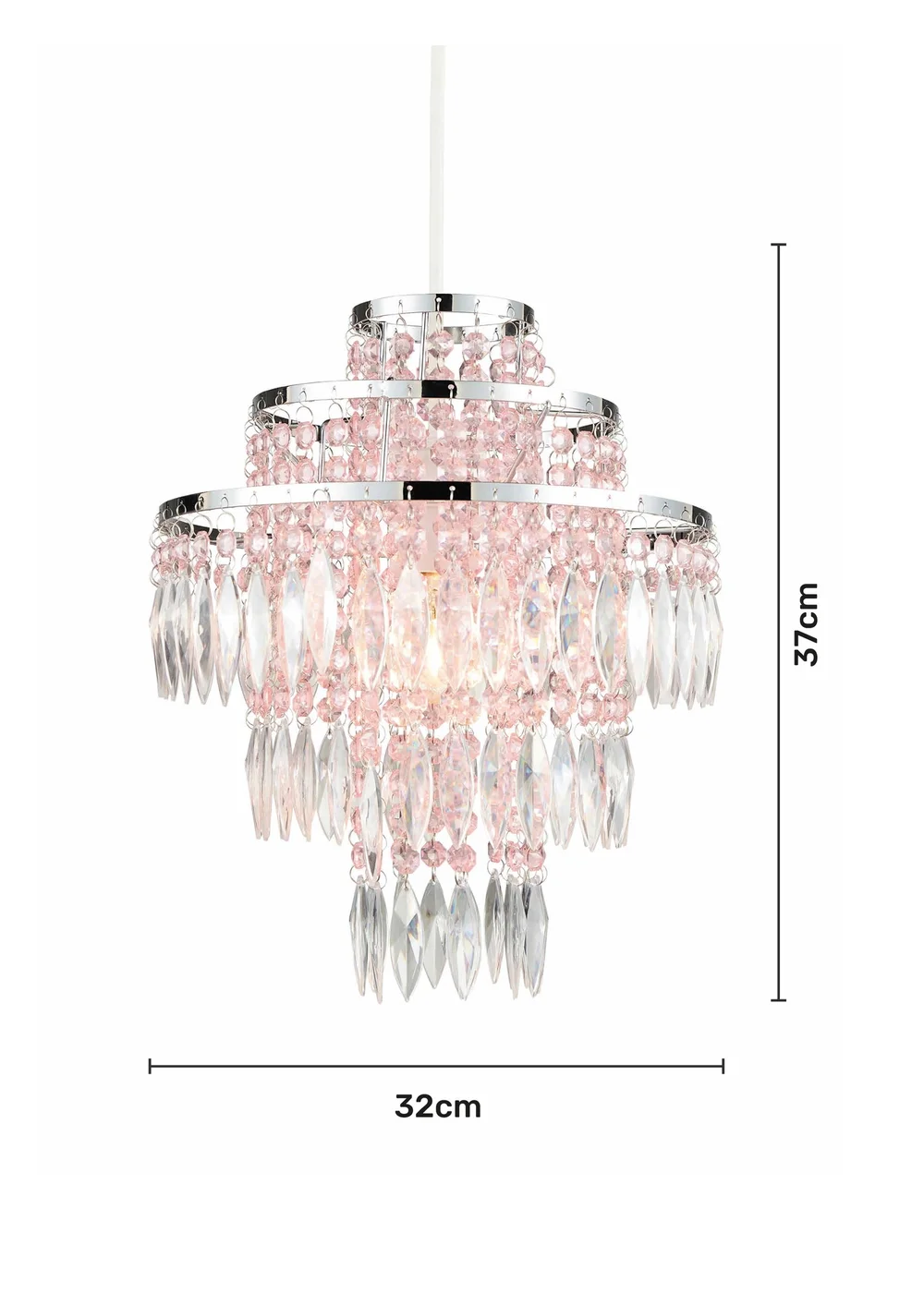 Glow Jewelled Pink Easyfit Pendant (37cm x 32cm) - One Size Image 4