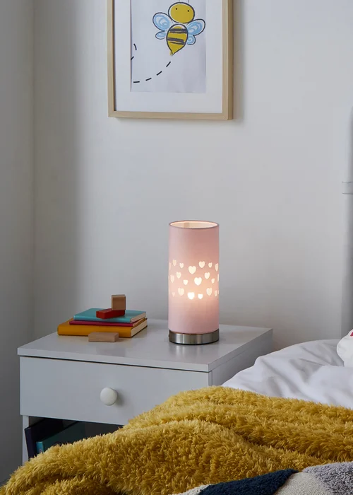 Glow Hearts Pink Table Lamp (26cm x 12cm) - One Size Image 4