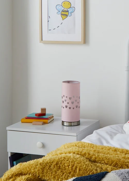 Glow Hearts Pink Table Lamp (26cm x 12cm) - One Size Image 1