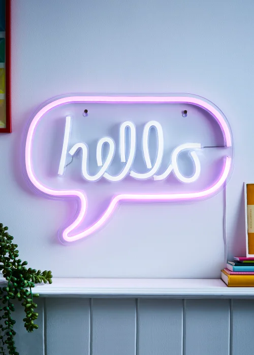 Glow Hello Neon Light (30cm x 43cm) - One Size Image 1