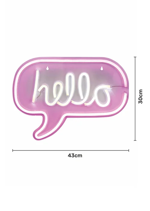 Glow Hello Neon Light (30cm x 43cm) - One Size Image 5
