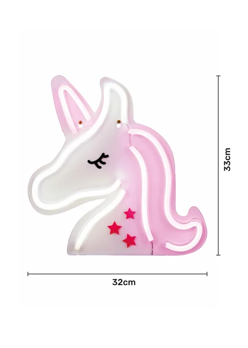 Glow Unicorn Neon Wall Light (33cm x 32cm) - One Size Image 5