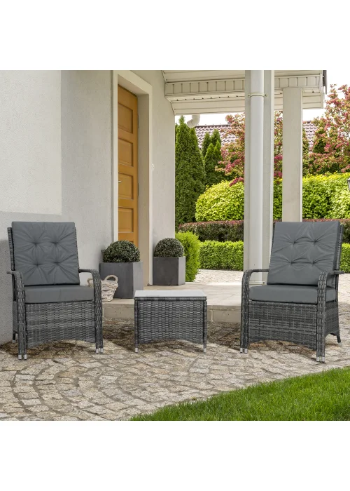 Outsunny 3 Pieces Outdoor Rattan Bistro Set PE - No Size Image 1