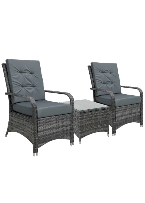 Outsunny 3 Pieces Outdoor Rattan Bistro Set PE - No Size Image 2