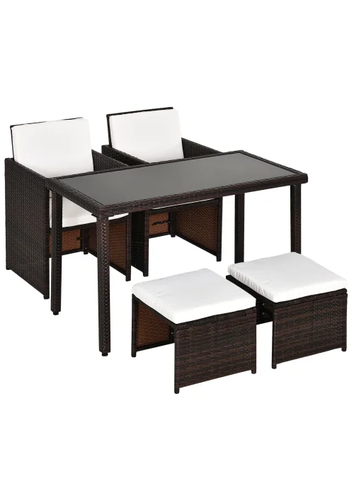 Boxy Rattan Dining Set Outsunny 5 Pieces PE Rattan Dining Sets with Cushion - One Size