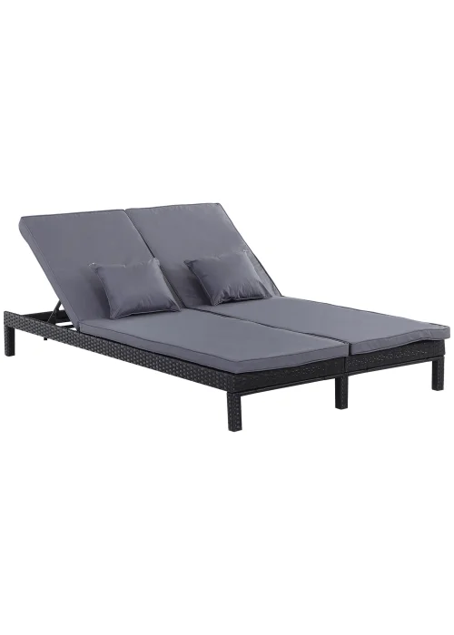 Outsunny 2 Person Rattan Sun Lounger Adjustable - One Size Image 2