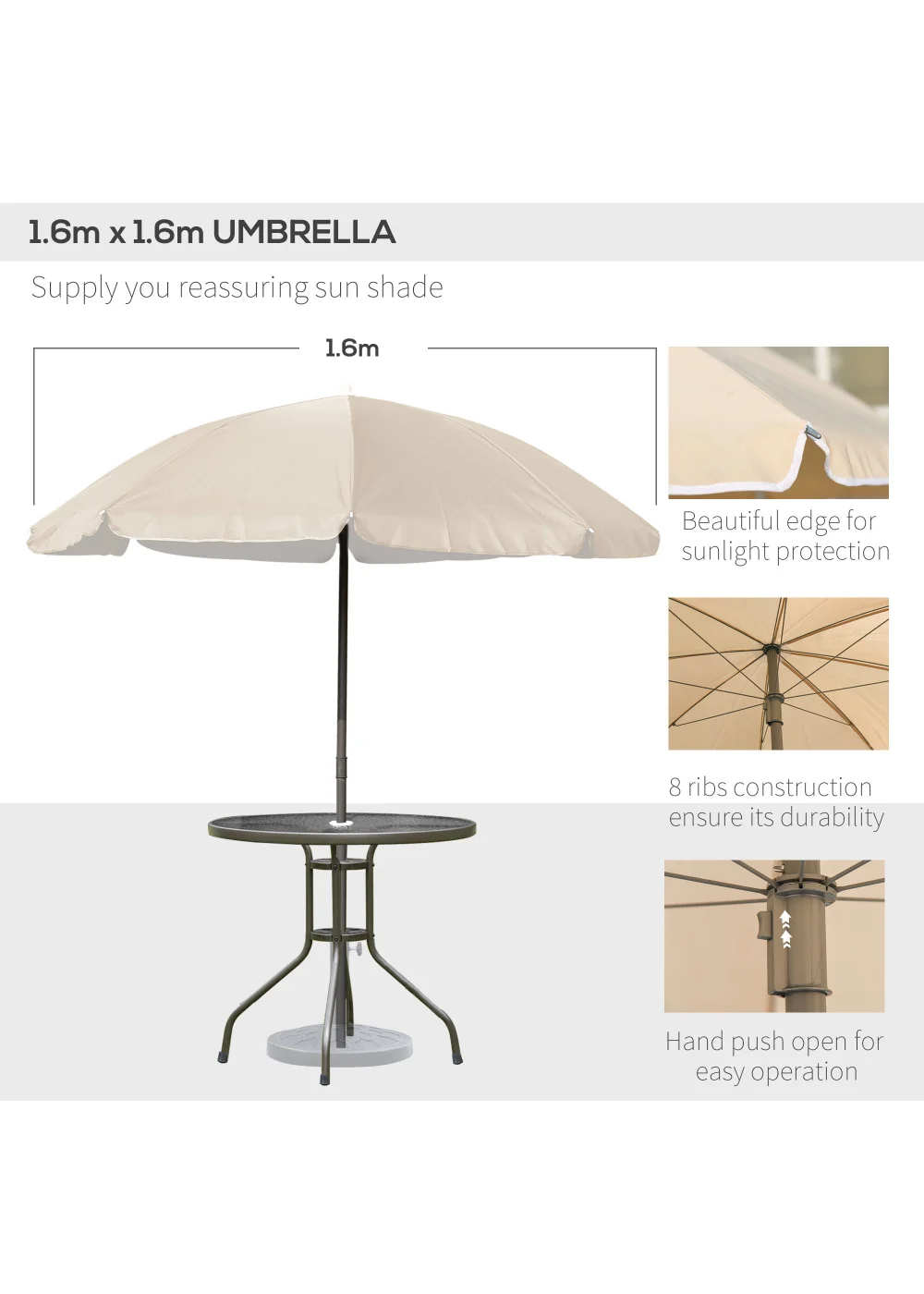 Outsunny 6 Piece Patio Dining Set with Umbrella with Folding Chairs - No Size Image 5