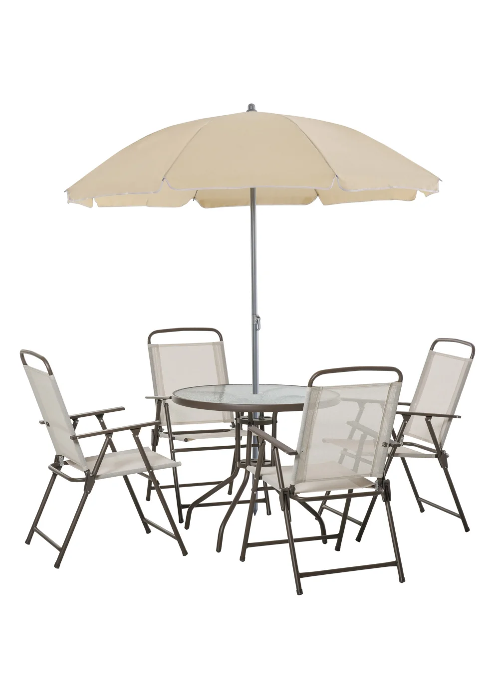 Outsunny 6 Piece Patio Dining Set with Umbrella with Folding Chairs - No Size Image 2