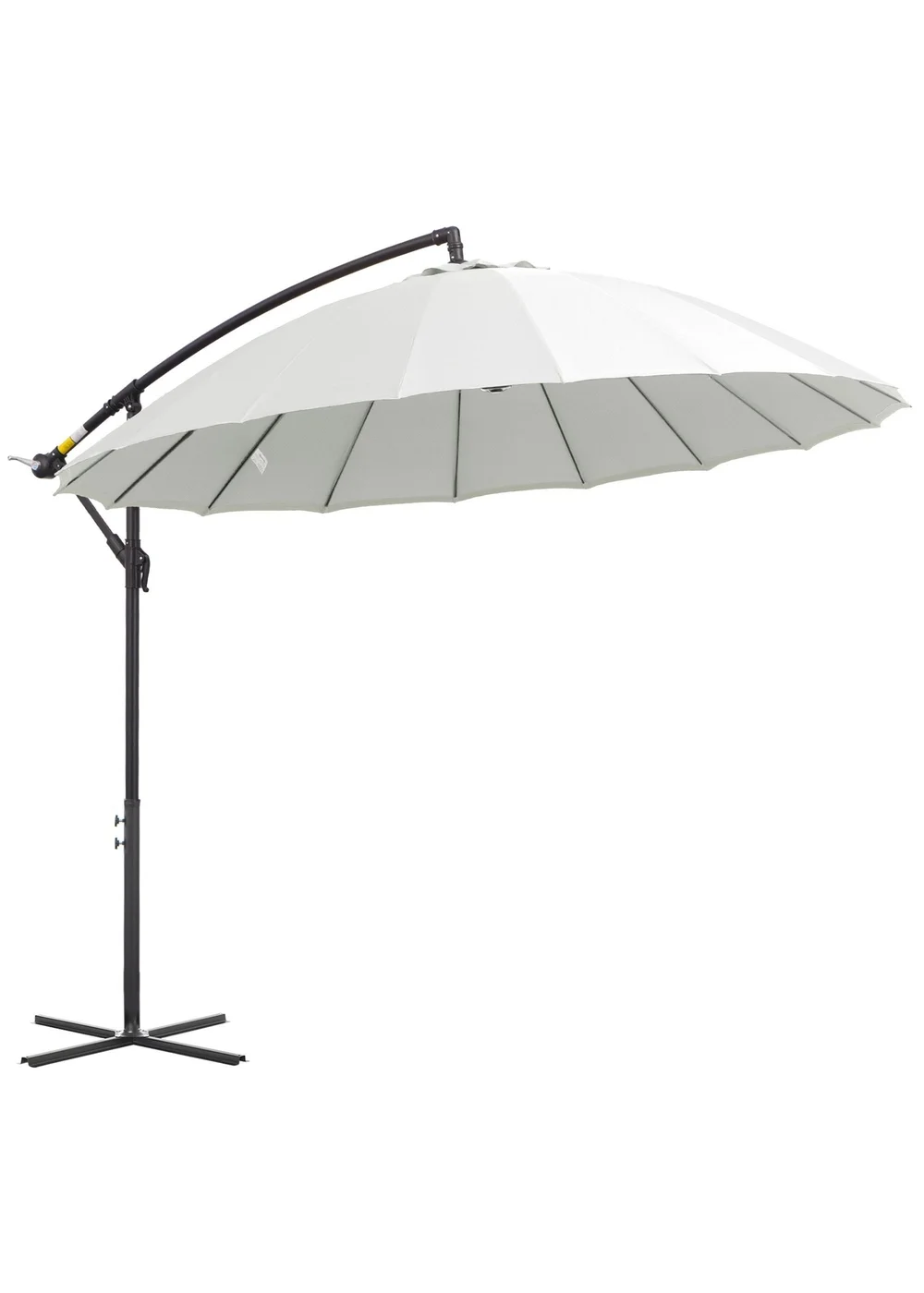 Outsunny Cantilever Shanghai Parasol with Crank Handle Cross Base OffWhite 3(m) - One Size Image 2