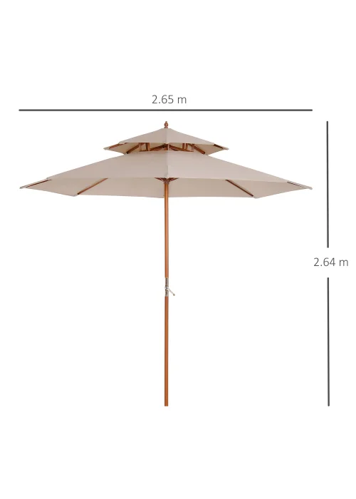 Outsunny 2.7 m Garden Parasol Umbrella, Double Tier Garden Umbrellas Outdoor Sun Umbrella - No Size Image 3
