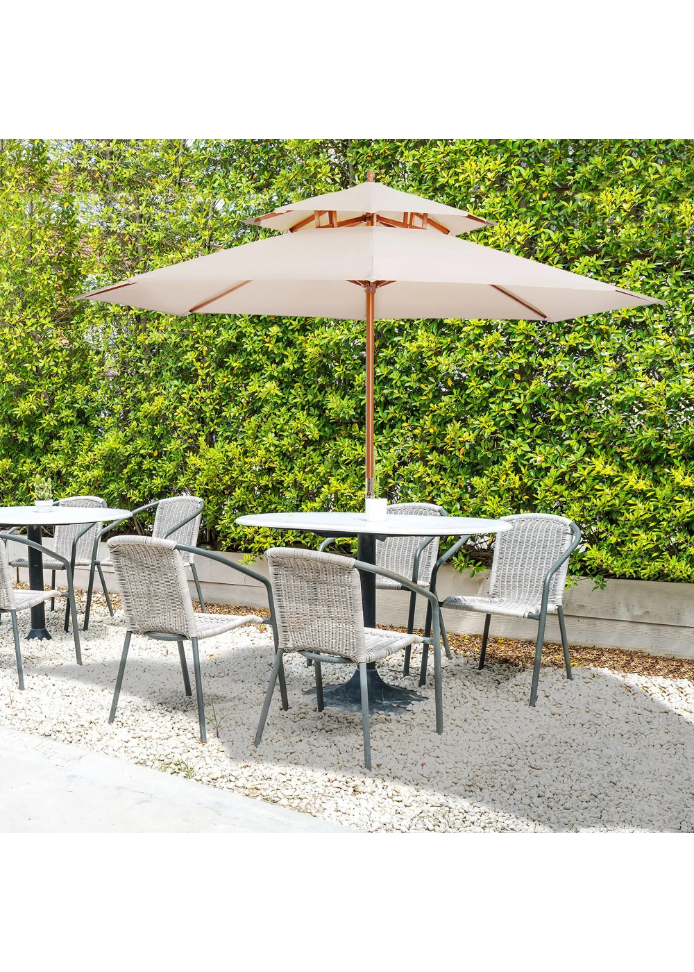 Outsunny 2.7 m Garden Parasol Umbrella, Double Tier Garden Umbrellas Outdoor Sun Umbrella - No Size Image 1
