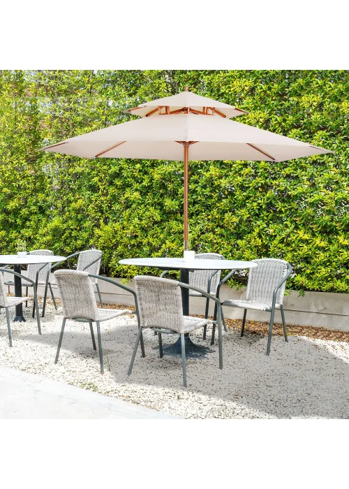 Outsunny 2.7 m Garden Parasol Umbrella, Double Tier Garden Umbrellas Outdoor Sun Umbrella - No Size Image 1