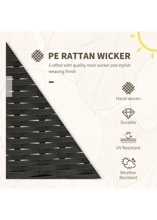 Outsunny 3 Piece Black Rattan Garden Bistro Set (84cm x 59cm x 59cm) - One Size Image 5