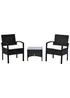 Outsunny 3 Piece Black Rattan Garden Bistro Set (84cm x 59cm x 59cm) - One Size Image 2