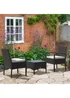 Outsunny 3 Piece Black Rattan Garden Bistro Set (84cm x 59cm x 59cm) - One Size Image 1