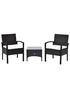 Outsunny 3 Piece Black Rattan Garden Bistro Set (84cm x 59cm x 59cm) - One Size Image 2