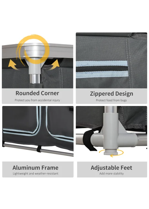 Outsunny Grey Portable Camping Storage Table (104cm x 49.5cm x 96cm) - One Size Image 5