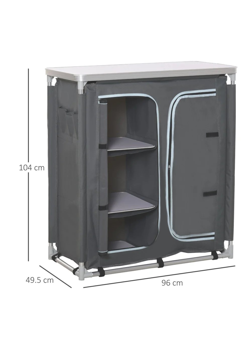 Outsunny Grey Portable Camping Storage Table (104cm x 49.5cm x 96cm) - One Size Image 3