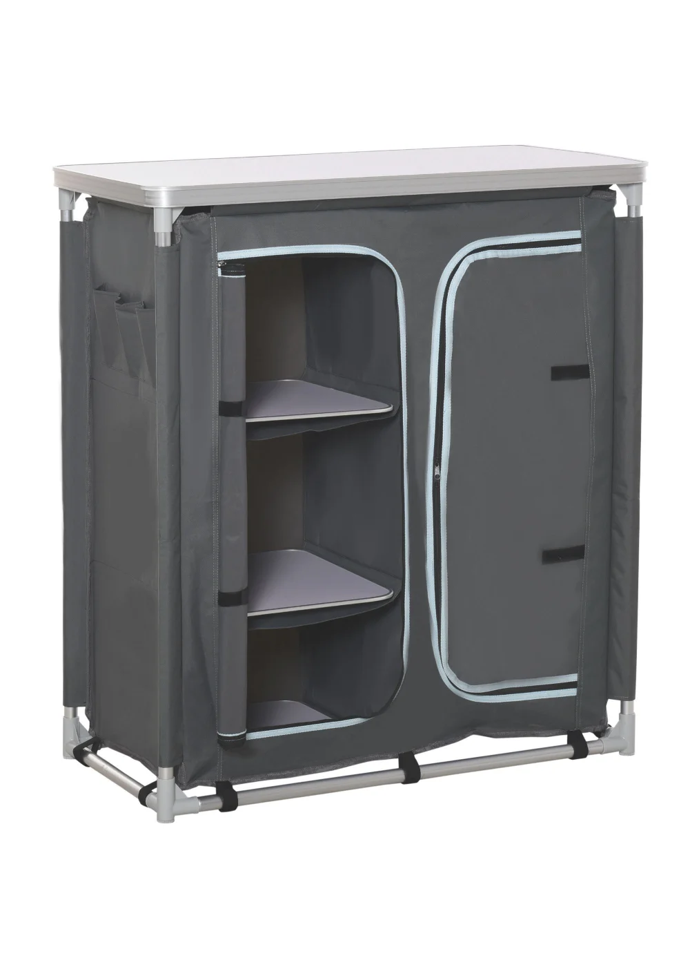 Outsunny Grey Portable Camping Storage Table (104cm x 49.5cm x 96cm) - One Size Image 1