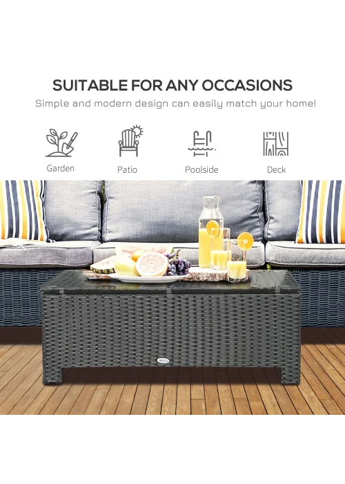 Outsunny Garden Rattan Coffee Side Table (85cm x 50cm x 39cm) - One Size Image 4