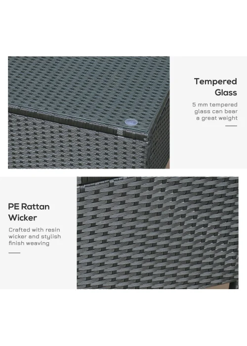 Outsunny Garden Rattan Coffee Side Table (85cm x 50cm x 39cm) - One Size Image 5