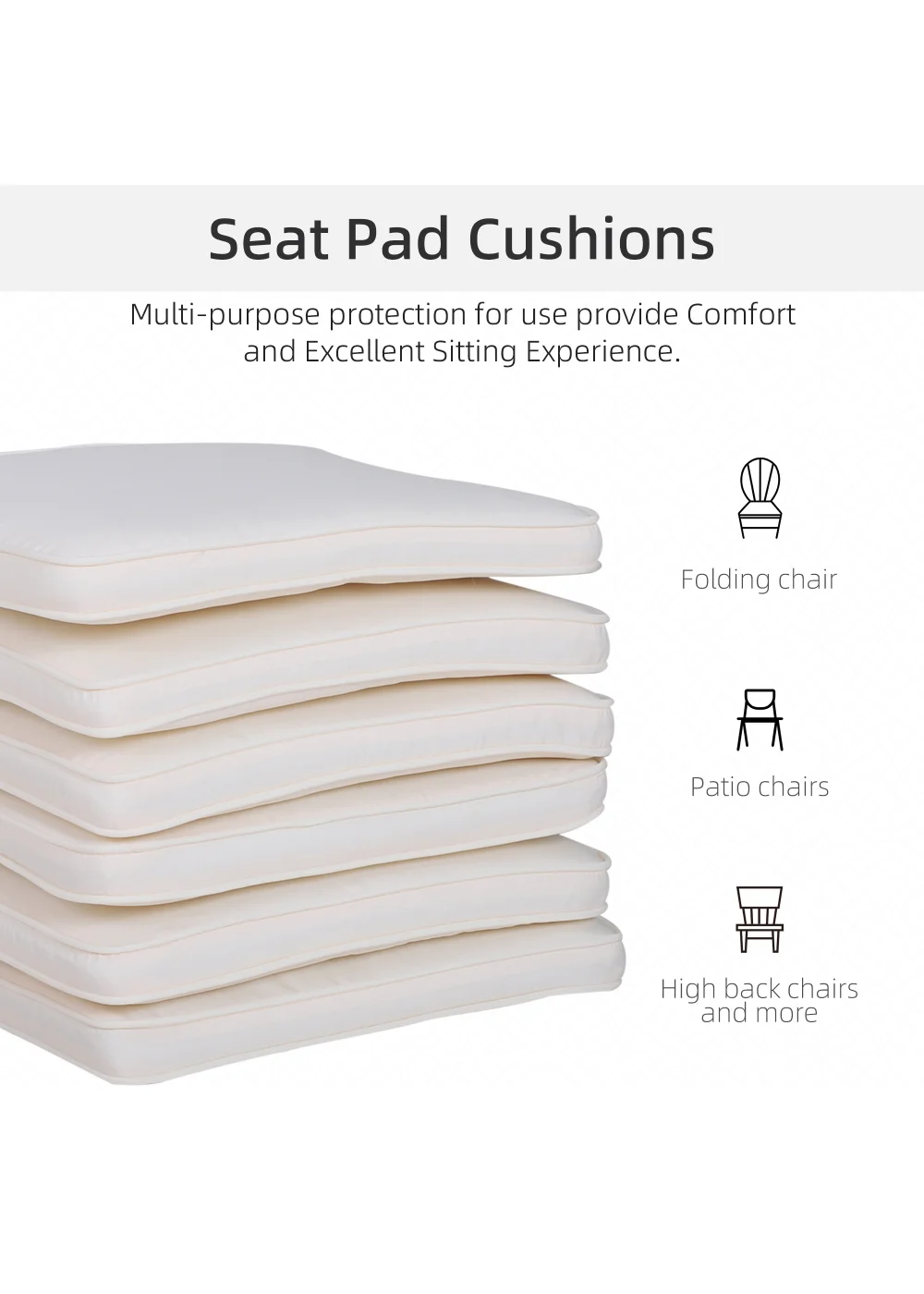 Outsunny 6 Pack Seat Pads (5cm x 42cm x 42cm) - One Size Image 4