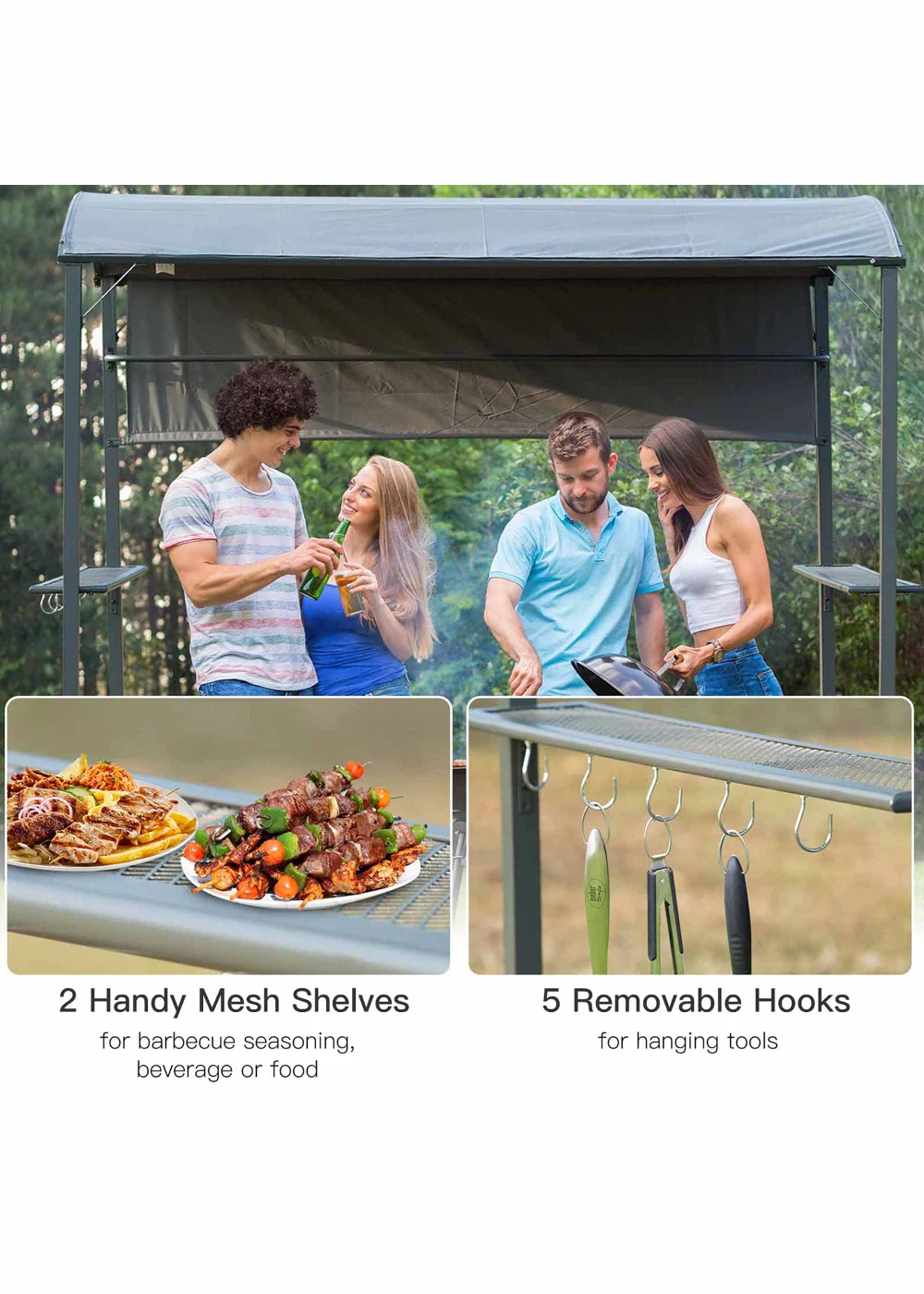 Outsunny Garden BBQ Grill Gazebo (216cm x 138cm x 218cm) - No Size Image 4
