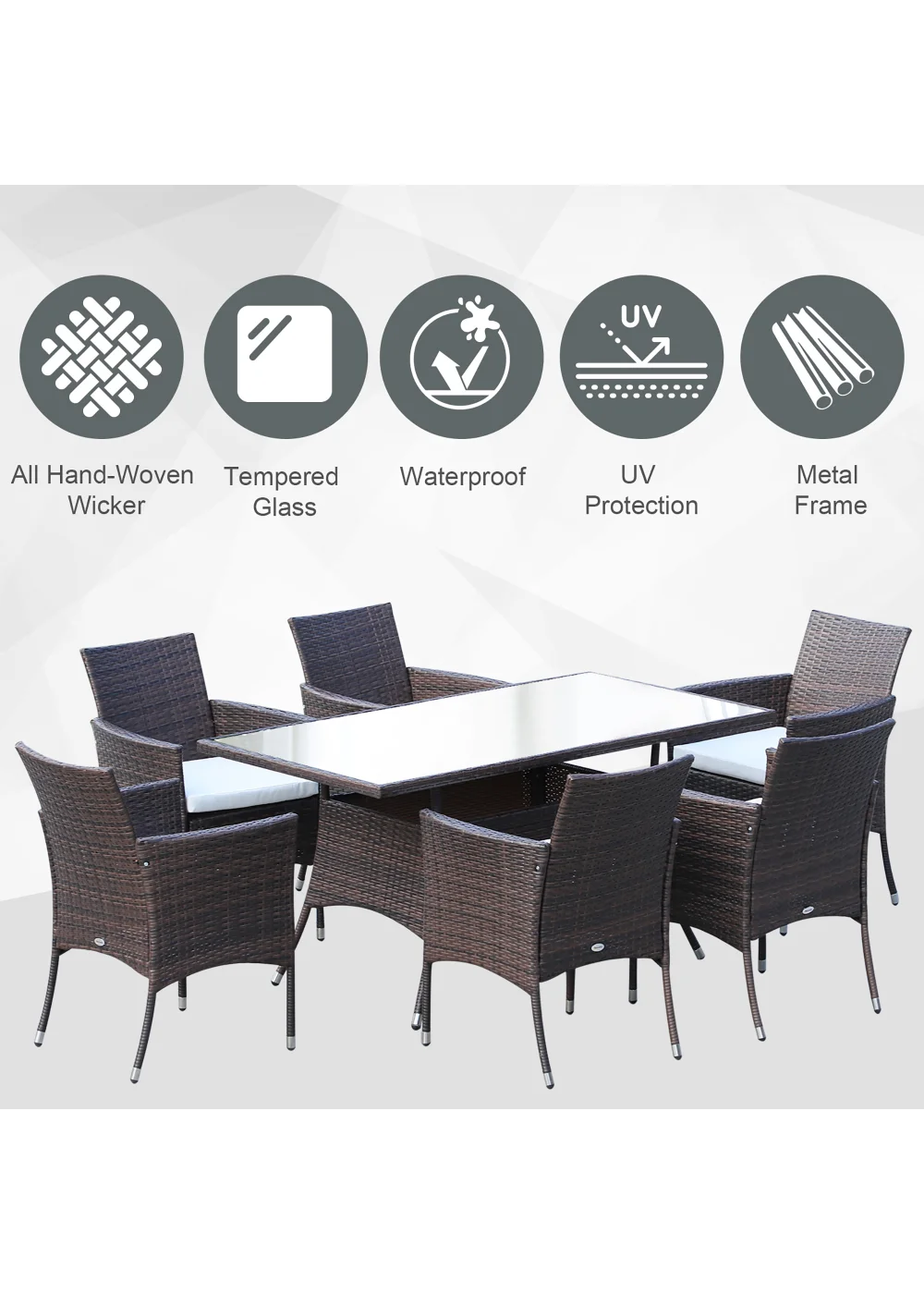 Outsunny 7 Piece Rattan Garden Furniture Set - One Size Image 4