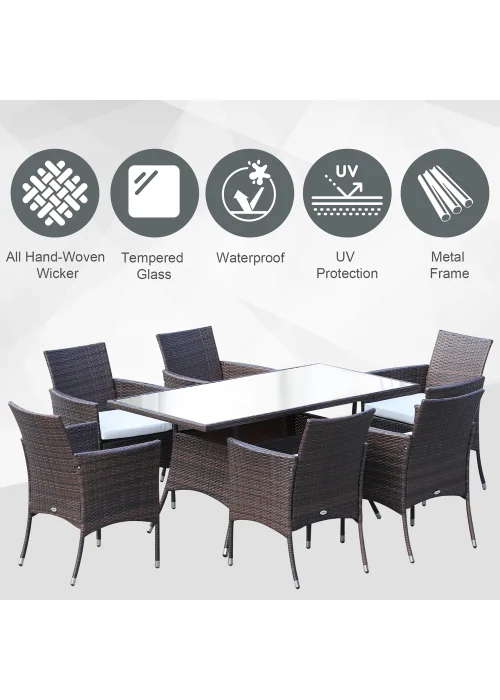 Outsunny 7 Piece Rattan Garden Furniture Set - One Size Image 4