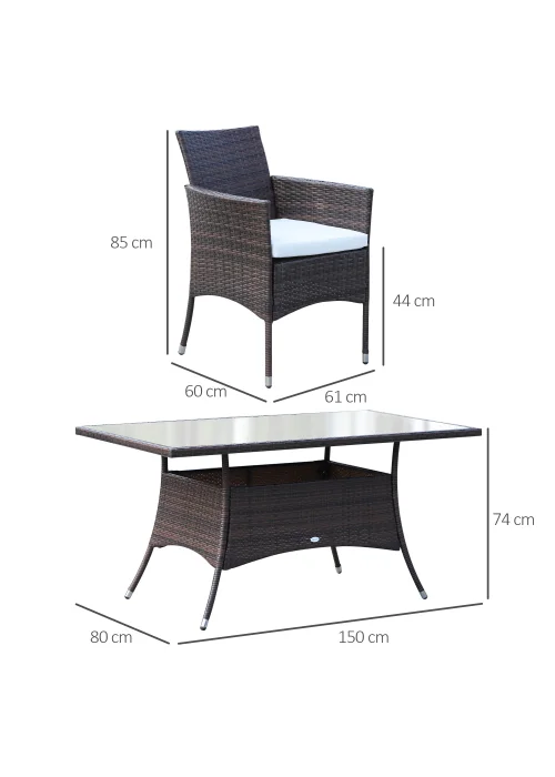 Outsunny 7 Piece Rattan Garden Furniture Set - One Size Image 3