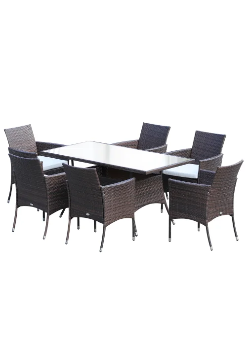 Outsunny 7 Piece Rattan Garden Furniture Set - One Size Image 1