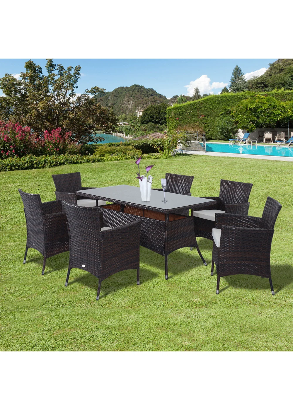 Outsunny 7 Piece Rattan Garden Furniture Set - One Size Image 2
