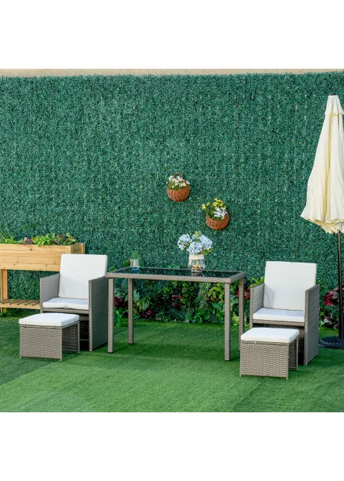 Outsunny 5 Pieces PE Rattan Dining Sets with Cushion - One Size Image 1