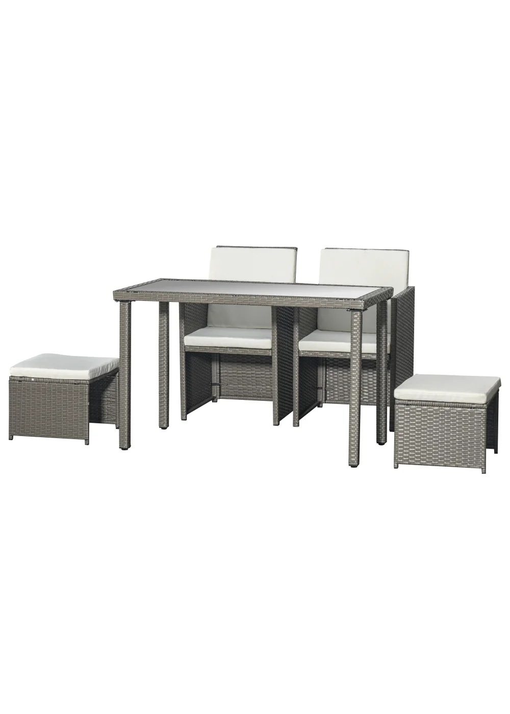 Outsunny 5 Pieces PE Rattan Dining Sets with Cushion - One Size Image 2