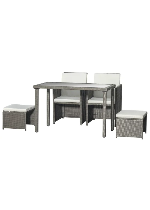 Outsunny 5 Pieces PE Rattan Dining Sets with Cushion - One Size Image 2
