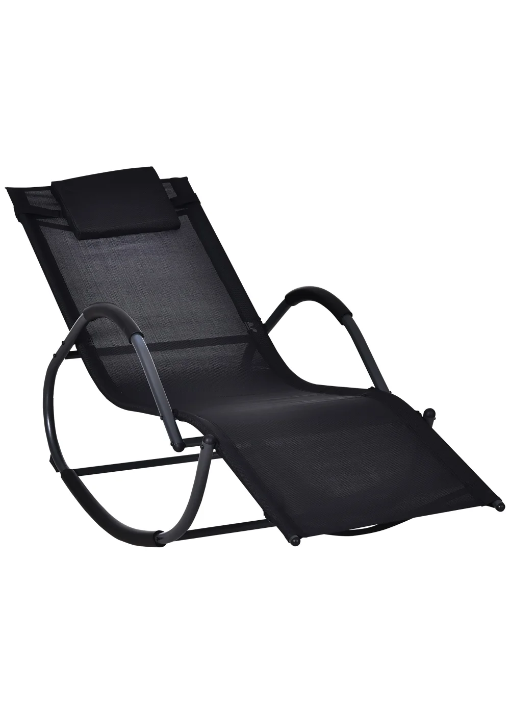Outsunny Patio Texteline Rocking Lounge Chair Zero Gravity Rocker with Padded Pillow - One Size Image 2