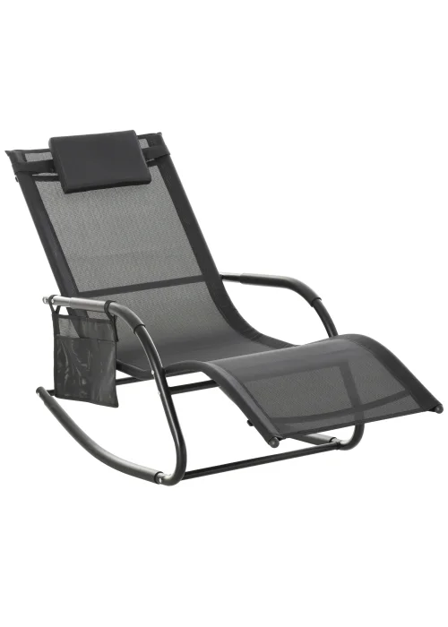 Outsunny Outdoor Garden Rocking Chair, Patio Sun Lounger Rocker Chair with Breathable Mesh Fabric - No Size Image 1