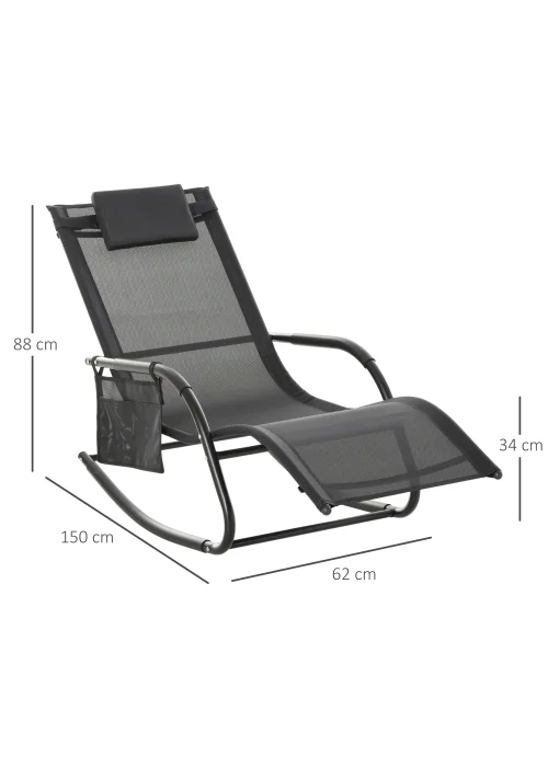 Outsunny Outdoor Garden Rocking Chair, Patio Sun Lounger Rocker Chair with Breathable Mesh Fabric - No Size Image 3