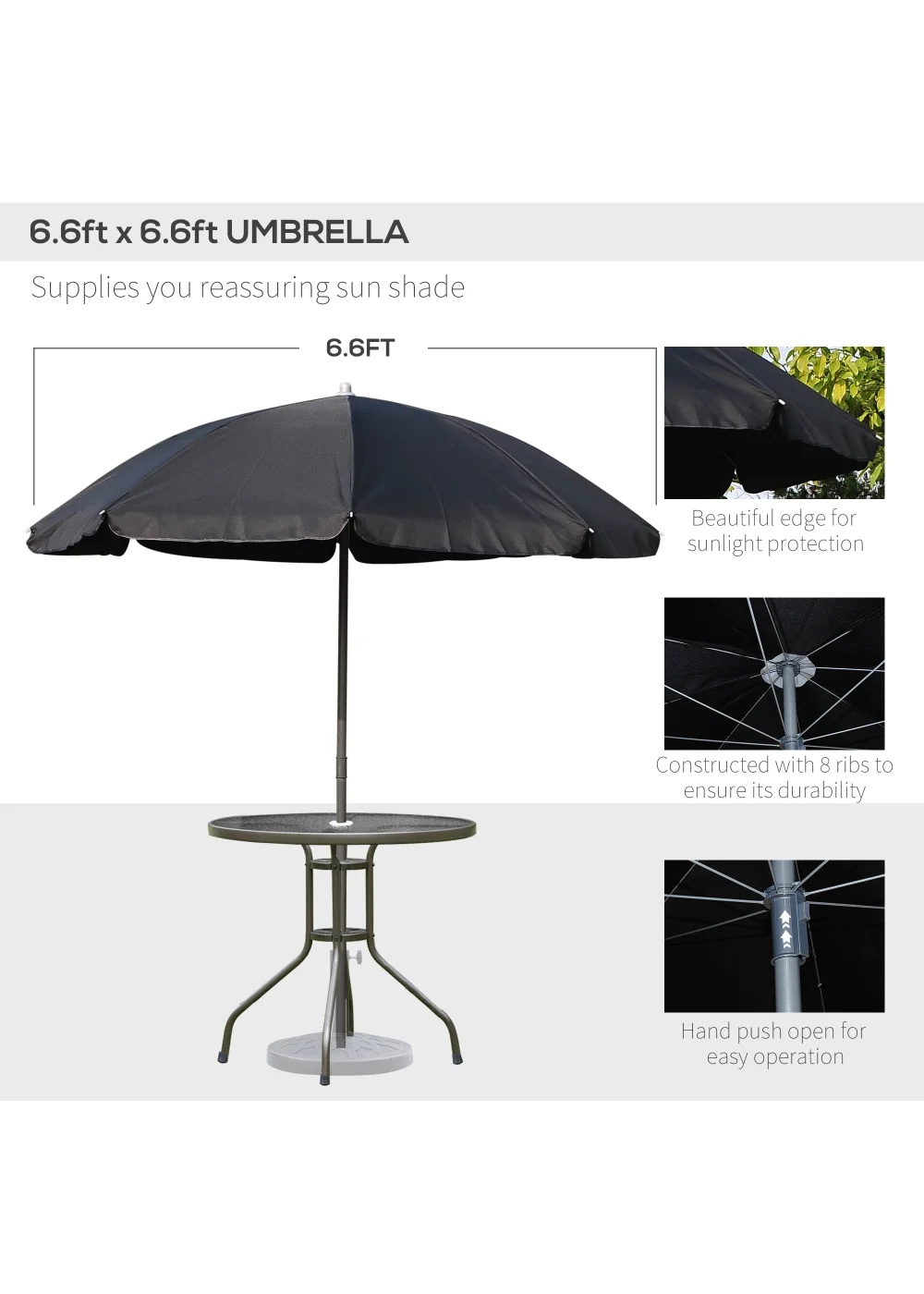 Outsunny 6 Piece Patio Dining Set with Umbrella with Folding Chairs - No Size Image 4