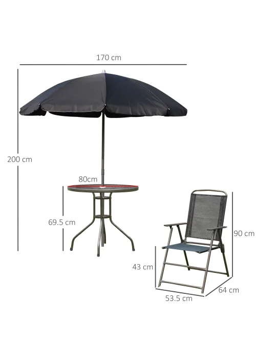 Outsunny 6 Piece Patio Dining Set with Umbrella with Folding Chairs - No Size Image 3