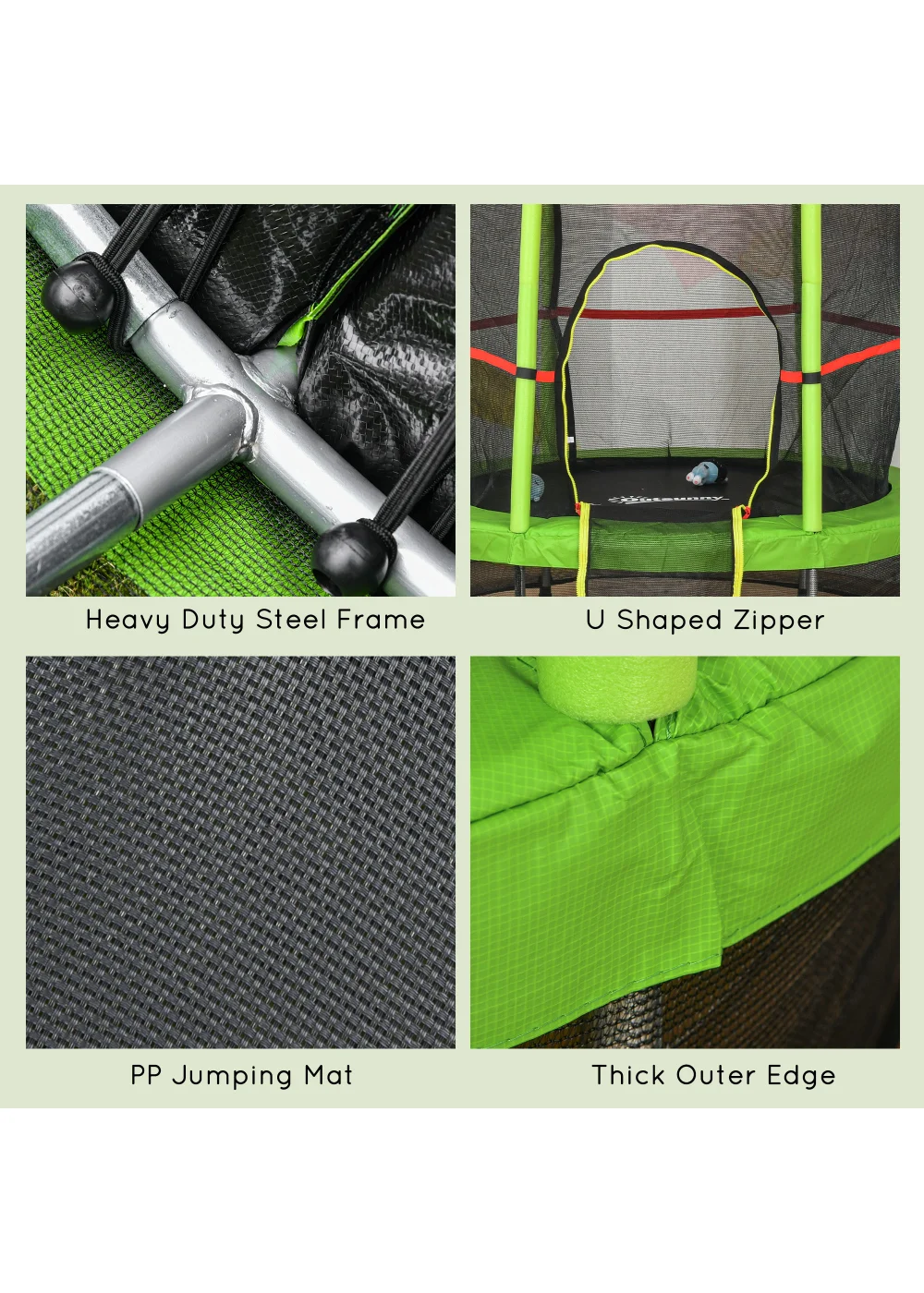 HOMCOM Trampoline with Safety Enclosure Net (140cm x 160cm) - No Size Image 5
