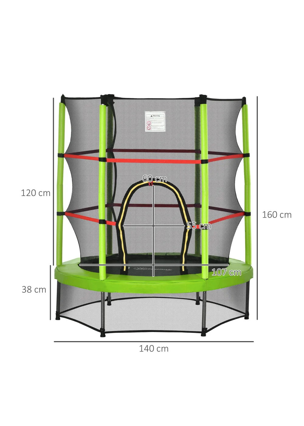 HOMCOM Trampoline with Safety Enclosure Net (140cm x 160cm) - No Size Image 3