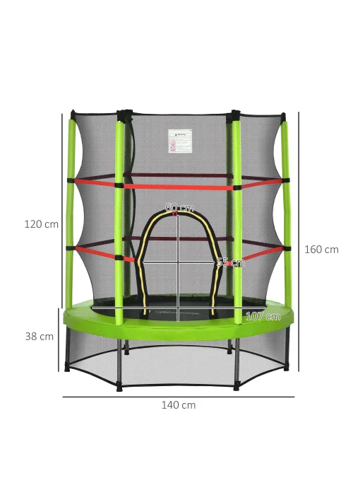 HOMCOM Trampoline with Safety Enclosure Net (140cm x 160cm) - No Size Image 3