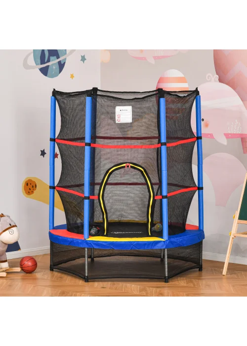 HOMCOM Trampoline with Safety Enclosure Net (140cm x 160cm) - No Size Image 2