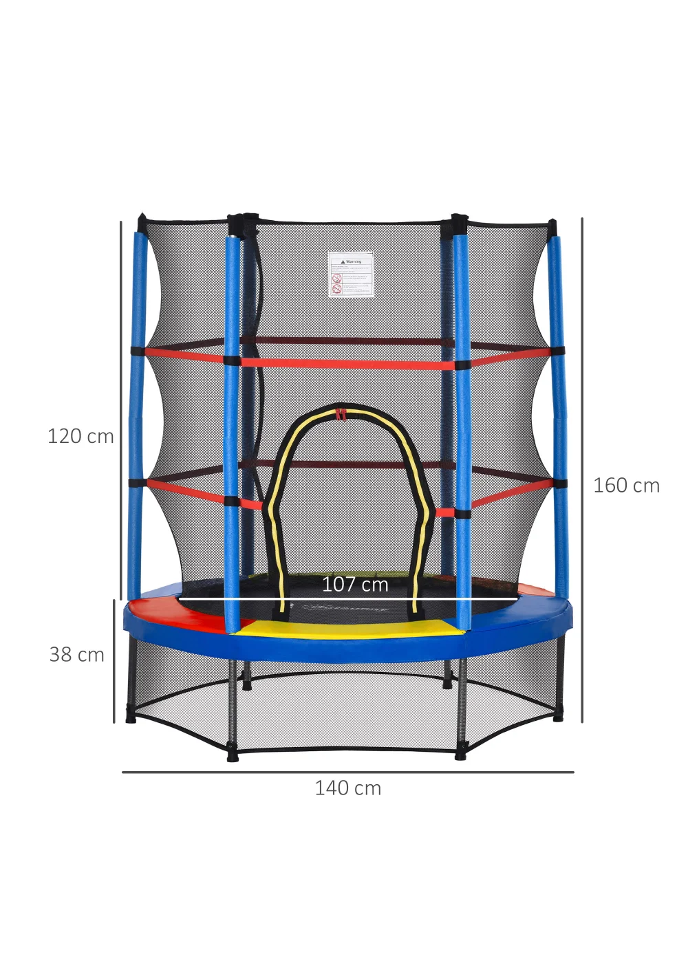 HOMCOM Trampoline with Safety Enclosure Net (140cm x 160cm) - No Size Image 3