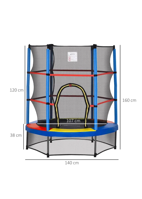 HOMCOM Trampoline with Safety Enclosure Net (140cm x 160cm) - No Size Image 3