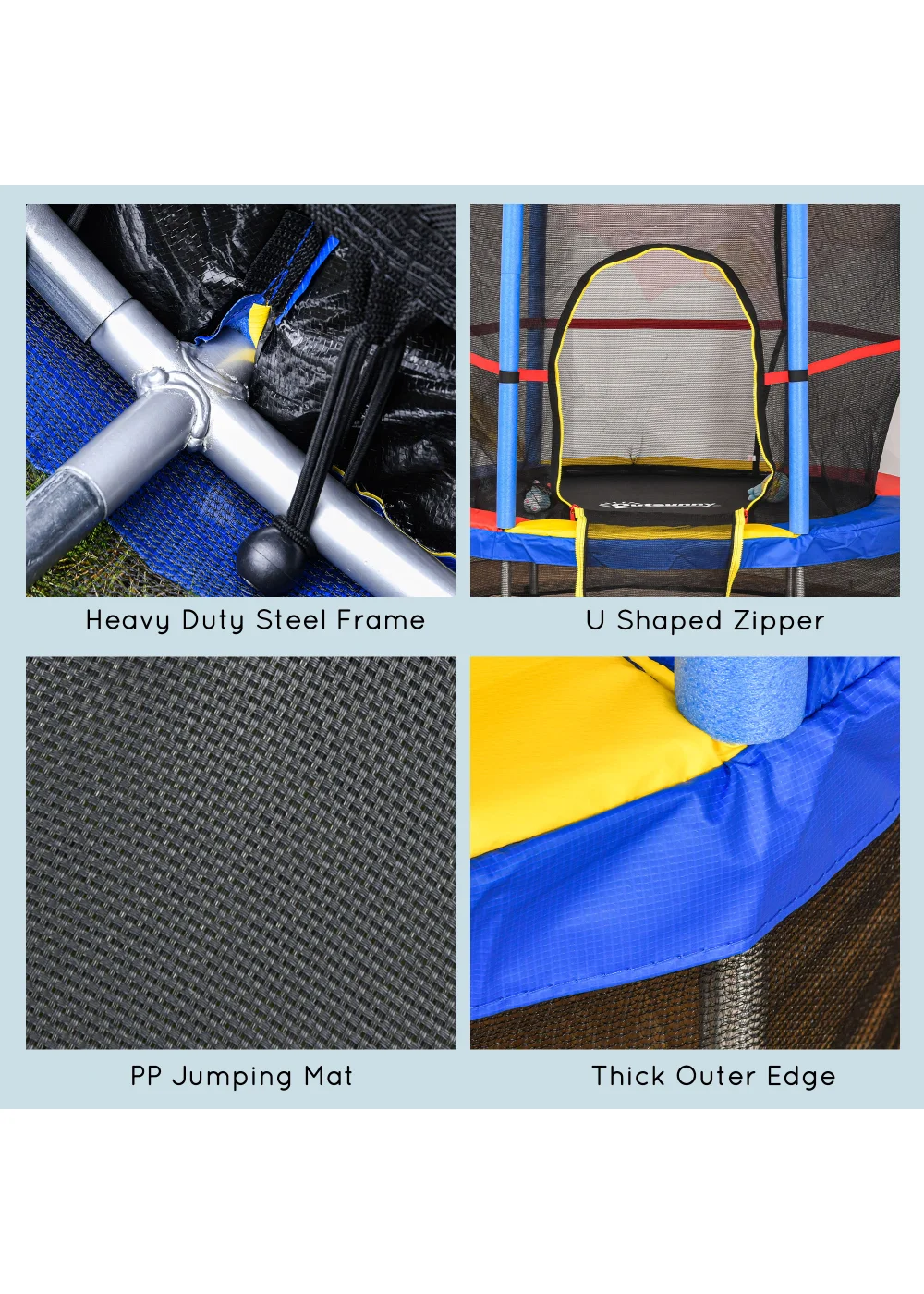 HOMCOM Trampoline with Safety Enclosure Net (140cm x 160cm) - No Size Image 5