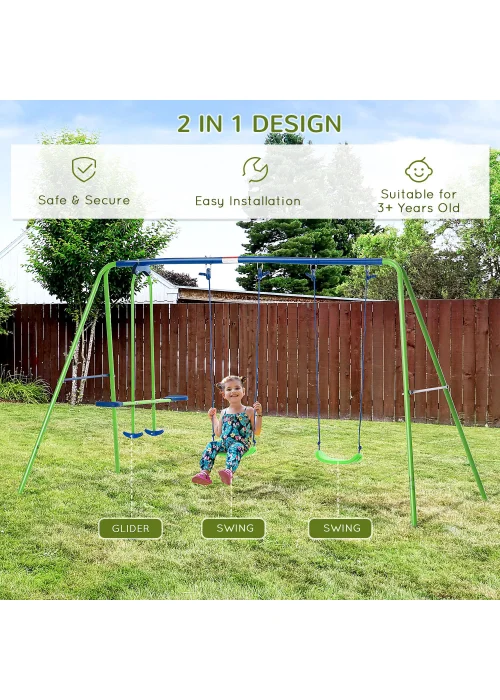 Outsunny Double Swing & Seesaw Glider (178cm x 280cm x 140cm) - One Size Image 5