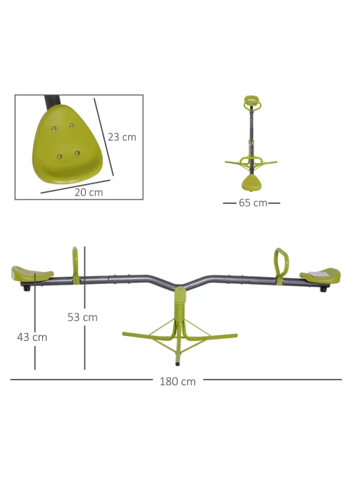 HOMCOM 360 Rotation Swivel Seesaw (180cm x 67cm x 53cm) - One Size Image 3