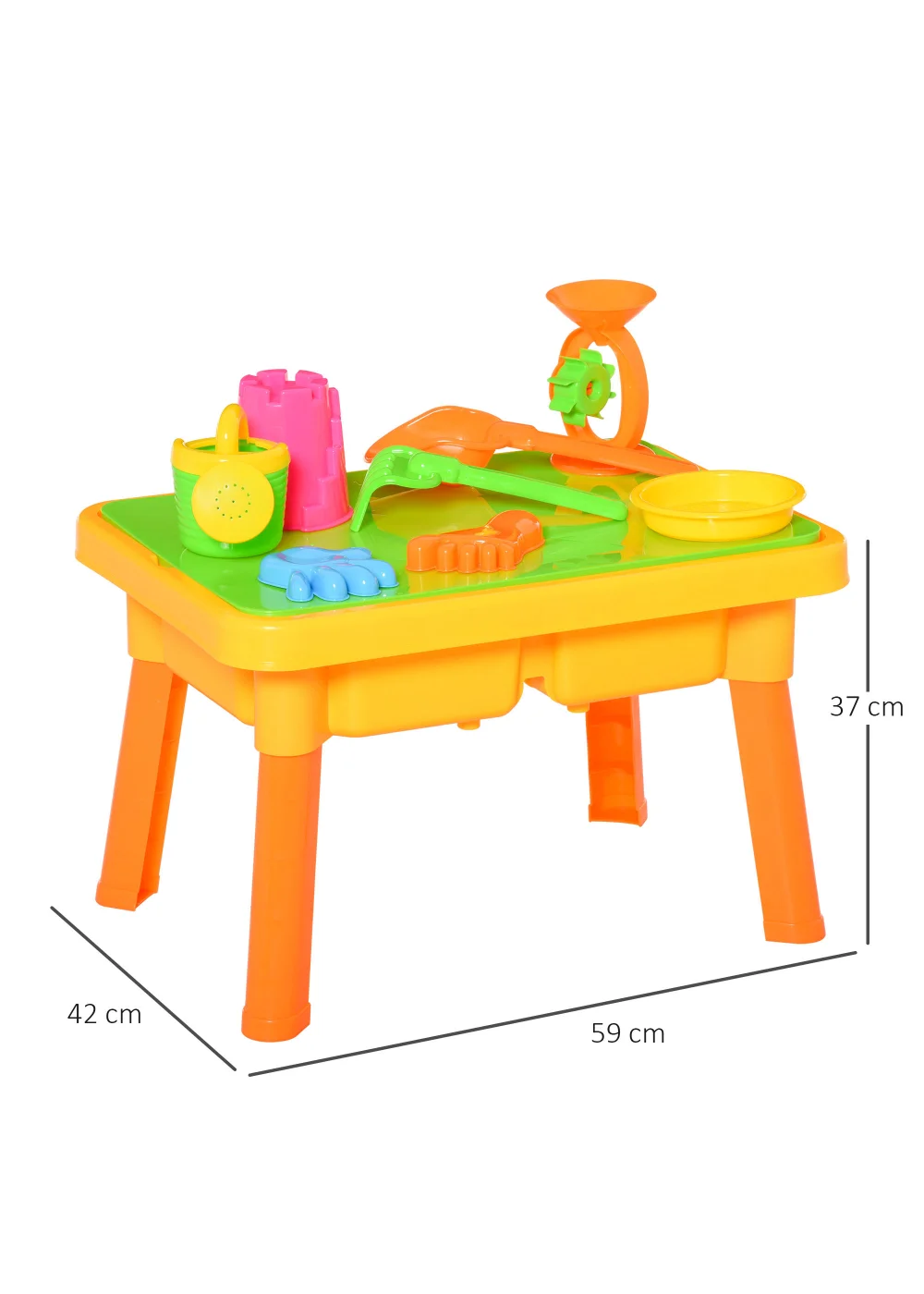 HOMCOM 16 Piece Sand & Water Outdoor Activity Table (59cm x 42cm x 37cm) - One Size Image 3